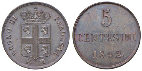 Carlo Alberto (1831-1849) 5 Centesimi 1842 - Gig. 158 CU (g 5,01) R

Status: qFDC