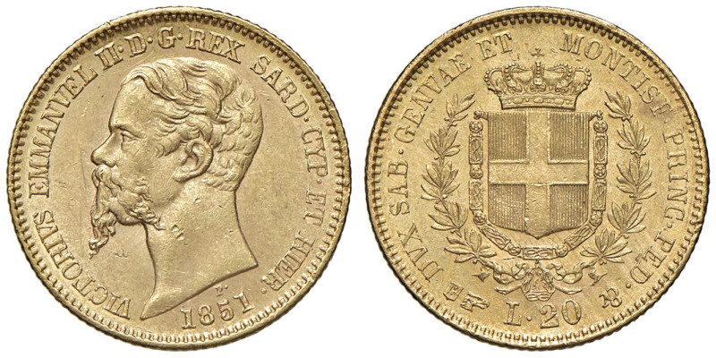 Vittorio Emanuele II (1849-1861) 20 Lire 1851 T - Nomisma 744 AU Segnetti al D/....