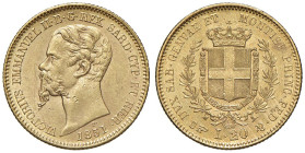 Vittorio Emanuele II (1849-1861) 20 Lire 1851 T - Nomisma 744 AU Segnetti al D/.

Status: SPL+