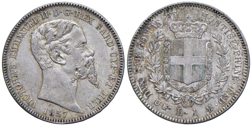 Vittorio Emanuele II (1849-1861) Lira 1857 T - Nomisma 806 AG R Esemplare di ott...