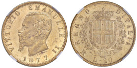 Vittorio Emanuele II (1861-1878) 20 Lire 1877 R - Nomisma 867 AU In slab NGC MS64+ n° 2120562-024.

Status: MS64+