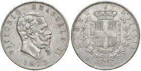 Vittorio Emanuele II (1861-1878) 5 Lire 1873 R - Nomisma 895 AG RRR Hairlines.

Status: BB+