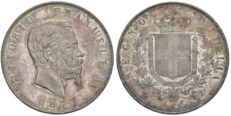 Vittorio Emanuele II (1861-1878) 5 Lire 1873 R - Pag. 497; Monte. 181 AG RRR Min...