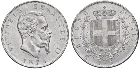 Vittorio Emanuele II (1861-1878) 5 Lire 1876 R - Nomisma 900 AG Lievissimi contatti.

Status: FDC