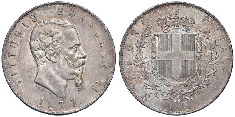 Vittorio Emanuele II (1861-1878) 5 Lire 1877 R - Nomisma 901 AG

Status: qFDC