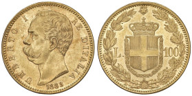 Umberto I (1878-1900) 100 Lire 1883 - Nomisma 972 AU R Colpetto ripreso al bordo, ma buon esemplare.

Status: SPL/SPL+