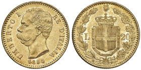 Umberto I (1878-1900) 20 Lire 1884 - Nomisma 983 AU RR

Status: SPL-FDC