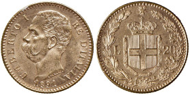 Umberto I (1878-1900) 20 Lire 1891 - Nomisma 989 AU RR Perizia Raffaele Negrini "oro rosso, 1 ribattuto, molto rara, SPL".

Status: SPL