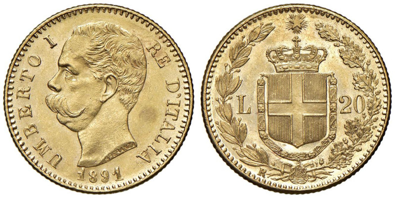 Umberto I (1878-1900) 20 Lire 1891 - Nomisma 989 AU

Status: qFDC-FDC