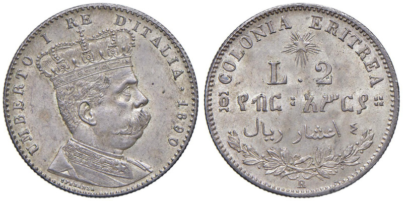 Umberto I Eritrea (1890-1896) 2 Lire 1890 - Nomisma 1039 AG NC

Status: FDC