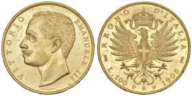Vittorio Emanuele III (1900-1946) 100 Lire 1905 - Nomisma 1046 AU RR

Status: SPL-FDC