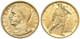 Vittorio Emanuele III (1900-1946) 50 Lire 1933 An. XI - Nomisma 1070 AU R

Status: SPL-FDC