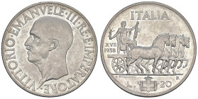 Vittorio Emanuele III (1900-1946) 20 Lire 1938 - Nomisma 1096 AG RRRR Di estrema rarità, tiratura di 20 esemplari. Conservazione eccezionale. Nell'ast...