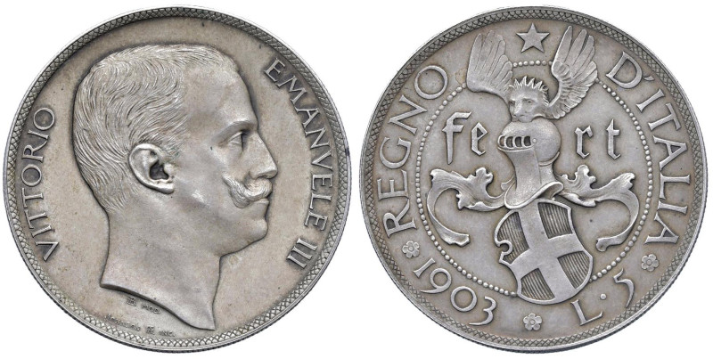 Vittorio Emanuele III (1900-1946) 5 Lire 1903 Progetto Johnson - PP 215 AG (g 25...