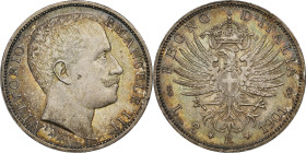 Vittorio Emanuele III (1900-1946) 2 Lire 1901 - Nomisma 1151 AG RR Esemplare di altissima qualità, impreziosito da una meravigliosa patina. In slab NG...
