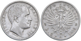 Vittorio Emanuele III (1900-1946) 2 Lire 1903 - Nomisma 1153 AG RRR

Status: qBB-BB
