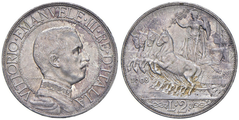 Vittorio Emanuele III (1900-1946) 2 Lire 1908 - Nomisma 1158 AG

Status: FDC