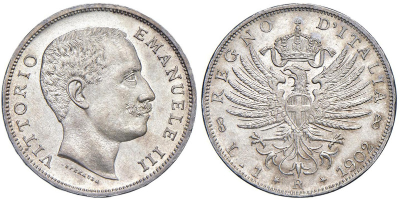 Vittorio Emanuele III (1900-1946) Lira 1902 - Nomisma 1194 AG Esemplare di eccez...