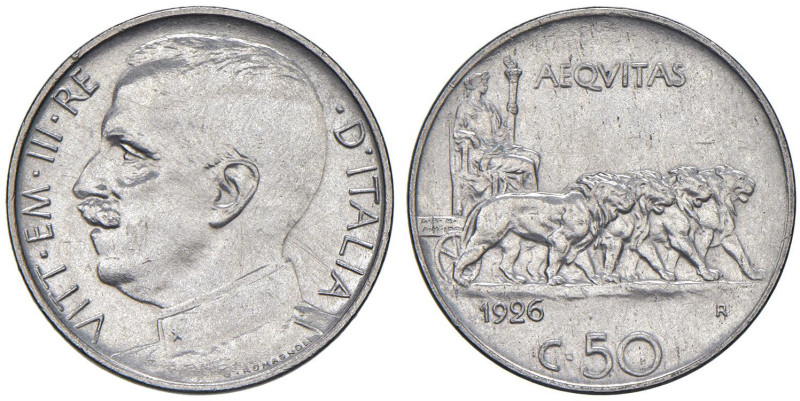 Vittorio Emanuele III (1900-1946) 50 Centesimi 1926 - Nomisma 1243 NI R Emission...