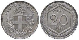 Vittorio Emanuele III (1900-1946) 20 Centesimi 1920 esagono - Nomisma 1293 NI R

Status: qFDC