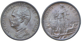 Vittorio Emanuele III (1900-1946) Centesimo 1908 - Nomisma 1396 CU RR

Status: FDC