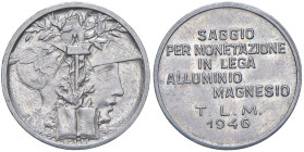 ITALIA Repubblica monetazione in lire (1946-2001) Saggio per monetazione in lega alluminio magnesio 1946 - Luppino PPSJ118 AL (g 2,89) RRRR Questo int...