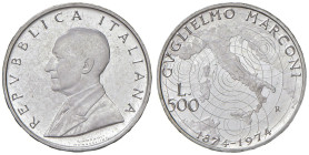 ITALIA Repubblica monetazione in lire (1946-2001) 500 Lire 1974 Marconi - Gig. 416 AG RRRR In custodia originale, al bordo "REPUBALIANA BLICA IT".

...