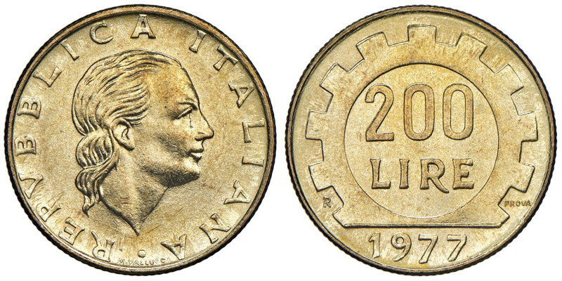 ITALIA Repubblica monetazione in lire (1946-2001) 200 Lire 1977 Prova - Gig. P5 ...