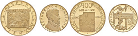 ITALIA Repubblica monetazione in lire (1946-2001) 100.000 e 50.000 Lire 2000 Primo Giubileo e Cellini - AU (g 15,00 + 7,50)

Status: PROOF