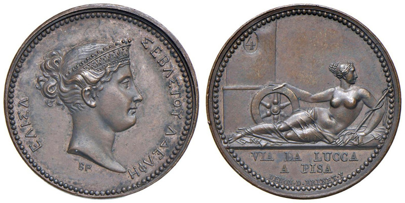 LUCCA Elisa Bonaparte (1805-1814) Medaglia (1808) via da Lucca a Pisa - Opus: Pi...