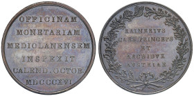 MILANO Ranieri Arciduca d'Austria e Vicerè del Lombardo Veneto (1818-1848) Medaglia coniata 1816 Visita alla zecca di Milano del figlio dell'Imperator...