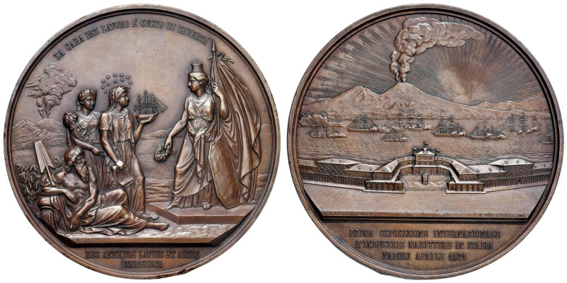 NAPOLI 1871 Medaglia coniata per l'esposizione internazionale delle industrie ma...