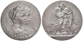 Vittorio Emanuele ed Elena Petrovich del Montenegro Medaglia coniata 1896 Nozze del principe di Napoli e la principessa del Montenegro - Opus: Renè La...