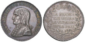 Medaglia 1797 Omaggio al generale Bonaparte per la pace con l'Austria. AG (Ø 33 mm - g 15,41) SPL/FDC. Autore non indicato. Bella patina uniforme. Mol...