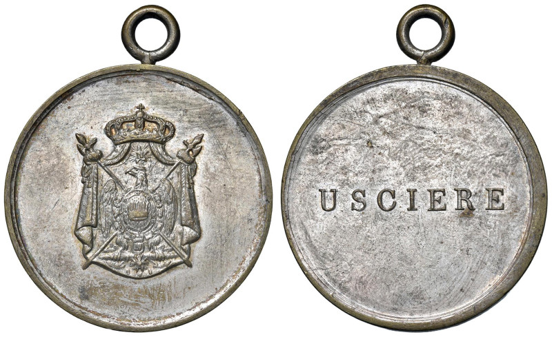 Distintivo 1806 Regno d'Italia. Distintivo da usciere. AE arg.to (Ø 41 mm - g 43...