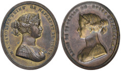 Medaglia 1808 Carolina Bonaparte regina di Napoli e Sicilia. AE (Ø 40x34 mm - g 3,74) SPL. Autore non identificato. Repoussé ovale. Bella patina. Bram...