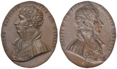 Repoussè ovale 1808 Eugenio de Beauharnais vicerè d'Italia. AE (Ø 37x32 mm - g 2,91) qFDC. Autore non identificato. Bramsen n. 781. Circolarmente: "EU...