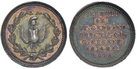 Medaglia 1815 La battaglia di San Germano. AG (Ø 18,08 mm - g 2,11) FDC. Bella patina uniforme da conservazione in antico medagliere. Autore non indic...