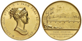 Medaglia 1818 Maria Luisa, duchessa di Parma. Costruzione del ponte sul fiume Taro. AU (Ø 41 mm - g 41,88) FDC. Opus: Santarelli. Medaglia rarissima d...