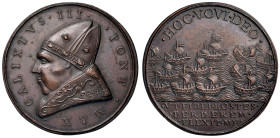 Callisto III (1455-1458) Medaglia di restituzione coniata 1664 ca. La guerra contro i turchi - Opus: Girolamo Paladino, Modesti CNORP I, 51 AE (g 35,8...