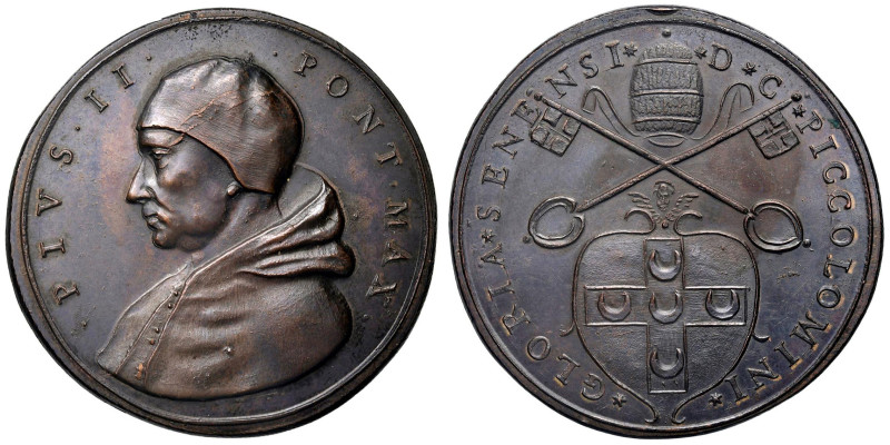 Pio II (1458-1464) Medaglia di restituzione coniata 1664 ca. Elezione al pontifi...