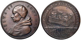 Pio II (1458-1464) Medaglia di restituzione coniata 1664 ca. Attività letteraria del pontefice - Opus: Girolamo Paladino, Modesti CNORP I, 69 AE (g 45...