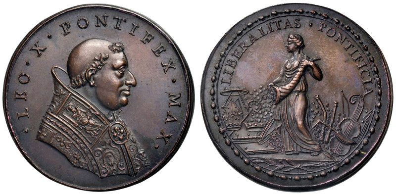 Leone X (1513-1521) Medaglia di restituzione coniata 1664 ca. Munificenza del pa...