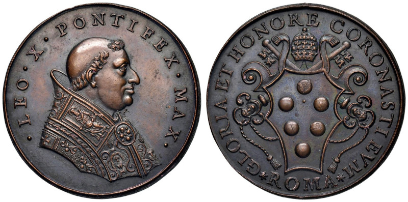 Leone X (1513-1521) Medaglia di restituzione coniata 1664 ca. Elezione al pontif...