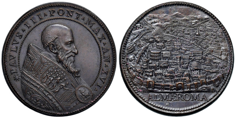 Paolo III (1534-1549) Medaglia riconio An. XVI Restauri e abbellimenti di Roma p...