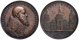 Giulio III (1550-1555) Medaglia riconio 1550 Facciata della basilica di San Pietro secondo il progetto dell'architetto Antonio Sangallo - Opus: Giangi...