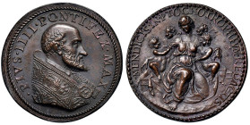 Pio IV (1559-1565) Medaglia riconio 1563 Costruzione dell'Ospizio dei Poveri di Bologna - Opus: Gianfederico Bonzagni (D/) e Girolamo Faccioli (R/), M...