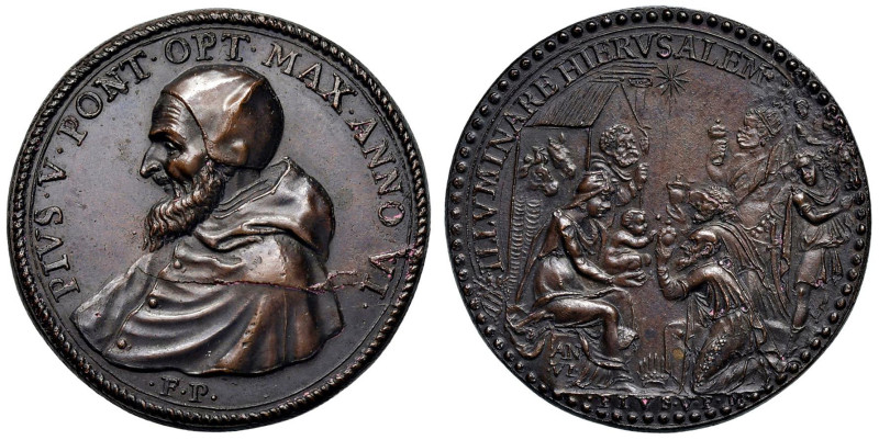 Pio V (1566-1572) Medaglia coniata 1571 An. VI Battaglia di Lepanto - Opus: Gian...