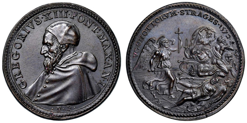 Gregorio XIII (1572-1585) Medaglia coniata 1572 An. I Strage degli Ugonotti - Op...