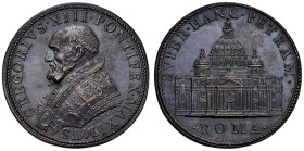 Gregorio XIII (1572-1585) Medaglia coniata 1584 Lavori di costruzione della basilica di San Pietro a Roma - Opus: Lorenzo Fragni, Modesti CNORP III, 7...
